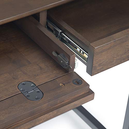 Simpli Home AXCBAN-09 Banting Solid Hardwood Modern Industrial 60 inch Wide Desk in Walnut Brown