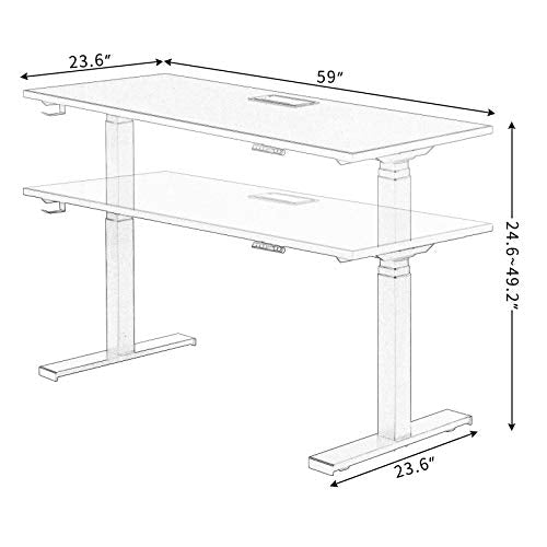 Mrs Bad Home Office Desk Workstation,59 x 23.6 x 9.2 inches,Electric Lift System Computer Desk,PC Desk,Desk for Gaming,Gaming Table (Black)