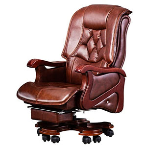HUIQC Boss Chair Managerial Executive High Back Cowhide Office Chair - Brown