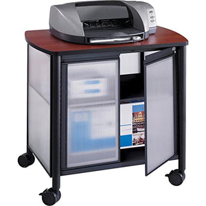 Safco Products Impromptu Mobile Print Stand with Doors 1859BL, Cherry Top/Black Frame , 200 lbs. Capacity, Contemporary Design, Swivel Wheels