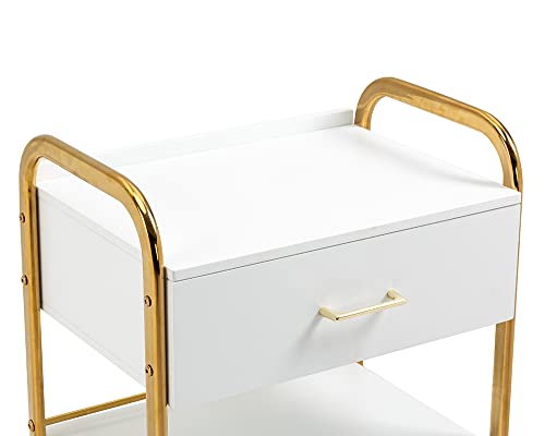 Generic HomelyD Sturdy Golden 3 Tier Rolling Cart with Drawer