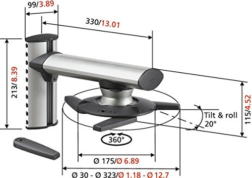 Vogel's Projector Wall Mount, Universal Swivel and Tilt - EPW 6565 Bracket for projectors max 22 lbs, Black/Silver