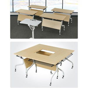 NaLoRa Laminate Flip Top Training Table with Lockable Wheels, Conference/Training/Classroom Table (Color: A, Size: 120 * 50 * 75cm)