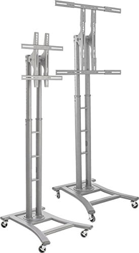 Displays2go MBTVSBV2SL Portable HDTV Stand for 32 to 65 Inches TV, Rolling, Height Adjustable to 71.5-Inch Max