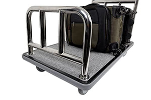 Wholesale Hotel Products Utility Cart (Stainless Steel/Carpet Deck) - Value Valet Bellman's Cart