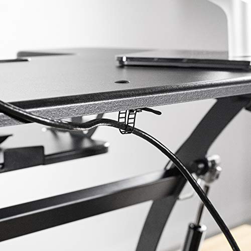 VIVO Black Height Adjustable 36 inch Stand Up Desk Converter Workstation, Quick Sit to Stand Tabletop Monitor Riser with Extra Large Keyboard Tray, DESK-V000V2