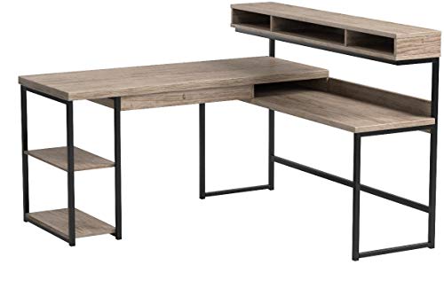 Sauder 414417 Transit L-Desk, L: 60.71" x W: 59.06" x H: 42.52", Salt Oak finish