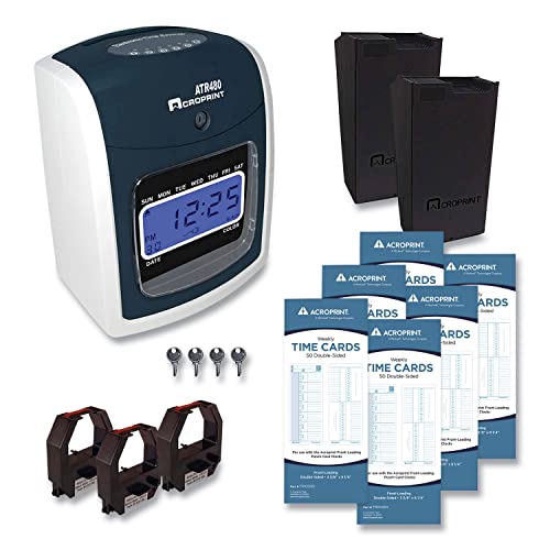 Acroprint ATR480 Time Clock and Accessories Bundle, White/Charcoal (ACPTTB500)