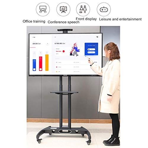 YokIma Mobile TV Stand Cart for 32-75 Inch/ 55-80 Inch Screen, Universal TV Stand with Wheels and Tray, Adjustable and Durable TV Floor Stand
