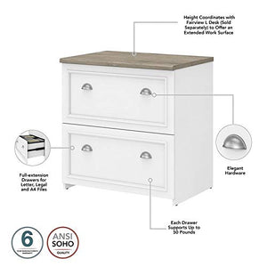 Bush Furniture 2-Drawer Lateral File Cabinet Ltr/Lgl Shiplap Gray/Pure White 29.57-Inch