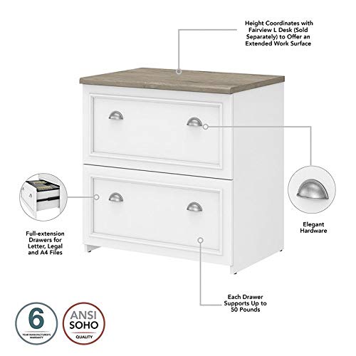 Bush Furniture 2-Drawer Lateral File Cabinet Ltr/Lgl Shiplap Gray/Pure White 29.57-Inch