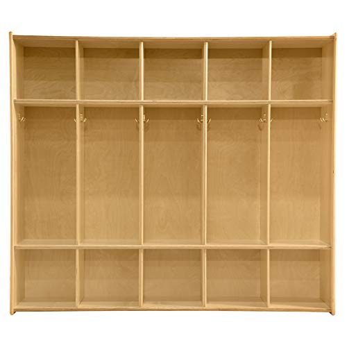 Contender 54" 5 Section Daycare Cubby Coat Locker With Bench And Storage, Wooden Backpack Organizer with Hooks for Classroom [Greenguard Gold Certified]