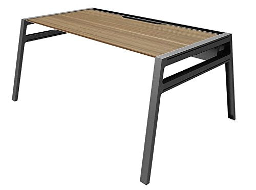 Steelcase Turnstone Bivi Table for One: 2 Plug-and-Play Power Kits - Virginia Walnut Top/Midnight Metallic Frame
