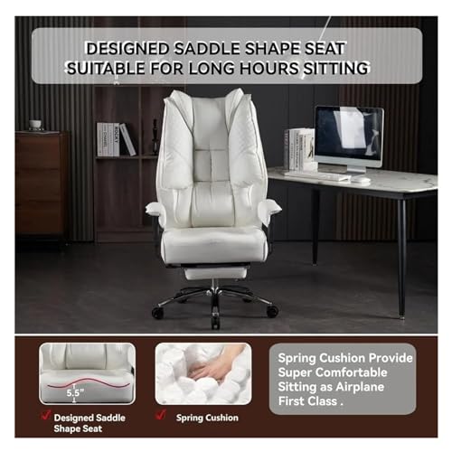 Big and Tall Office Chair 400lbs Wide Seat Leather High Back Executive Chair with Foot Rest