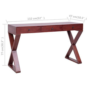 Writing Computer Desk, Solid Wood Study Writing Table, Student Desk with 3 Drawers, Home Office Workstation, Laptop PC Table for Bedroom Living Room