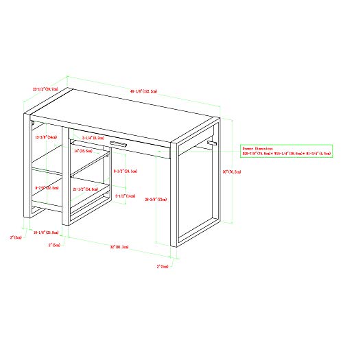 Walker Edison Modern Industrial Computer Gaming Desk Storage Shelves and Drawer with Electrical Outlet Home Office, 48 Inch, Driftwood