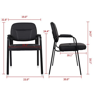 CLATINA Modern Style Reception Chair with Bonded Leather Padded Arm Rest, Black (4 Pack)