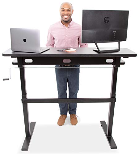 Stand Steady Tranzendesk | 47 Inch Dual Level Standing Desk | Easy Crank Height Adjustable Sit to Stand Desk | Stand Up Workstation with Monitor Riser | Great for Home & Office (47/Black)