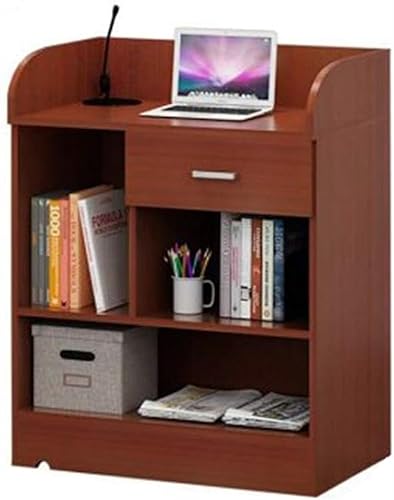 SMuCkS Lectern Podium Wood Multi-Layer Board School Classroom Teacher's Desk (Red, One Size)