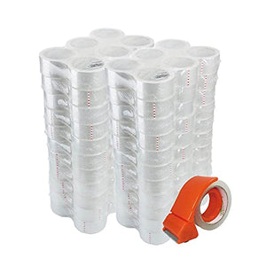 WiiGreen Clear Packing Tape Refill 1.9" inch x 100 Yard with Dispenser, Heavy Duty, Strong Clear Adhesive for Shipping, Moving, Packaging, Sealing and Storage, 144 Rolls