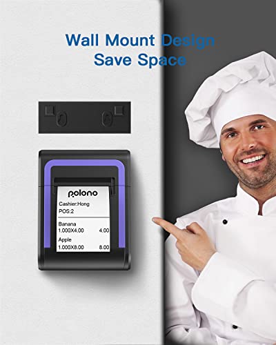 Receipt Printer, 3 1/8" 80mm POLONO PL330 Direct Thermal Receipt Printer, 300mm/s Bluetooth Receipt Printer with Auto-Cutter for ESC/POS Compatible with Windows Android iOS Bluetooth Serial USB