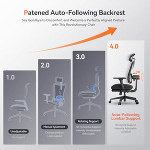 Newtral Ergonomic Chair with Footrest - Auto-Following Lumbar Support, 4D Armrest, Adjustable Seat & Recline