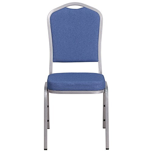 LIVING TRENDS Marvelius Crown Back Stacking Banquet Chair 10 Pack Blue Fabric - Silver Frame