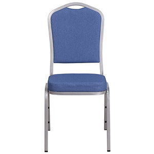 LIVING TRENDS Marvelius Crown Back Stacking Banquet Chair 20 Pack Blue Fabric - Silver Frame