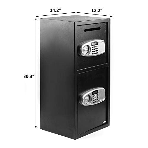 JYOSTORE Security Safe Box Safe Deposit Box with LCD Screen and Digital Lock, Digital Safe Box, with Two Keys,Carbon Steel Construction Great for Home, Hotel and Office