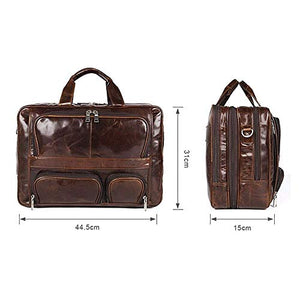 Xinmier Laptop Messenger Bag European and American Retro Business Briefcase Large Men's Leather Handbag 17 Inch Computer Briefcase for Business (Color : Brown, Size : 44.5x16x31cm)