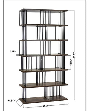 DAVEE Modern & Contemporary Antique Wood 6-Tier Bookcase