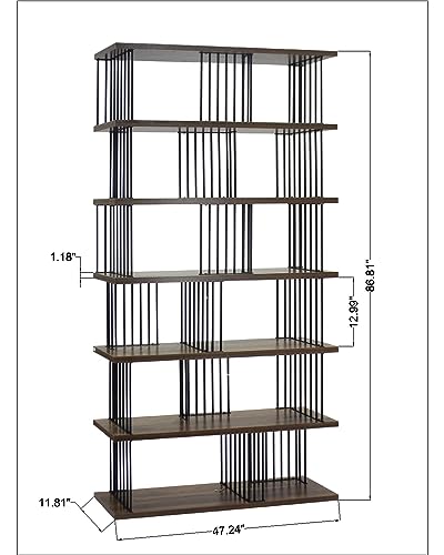 DAVEE Modern & Contemporary Antique Wood 6-Tier Bookcase