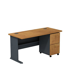 Bush Business Furniture Series A 2 Drawer Mobile Pedestal Desk, 60", Natural Cherry