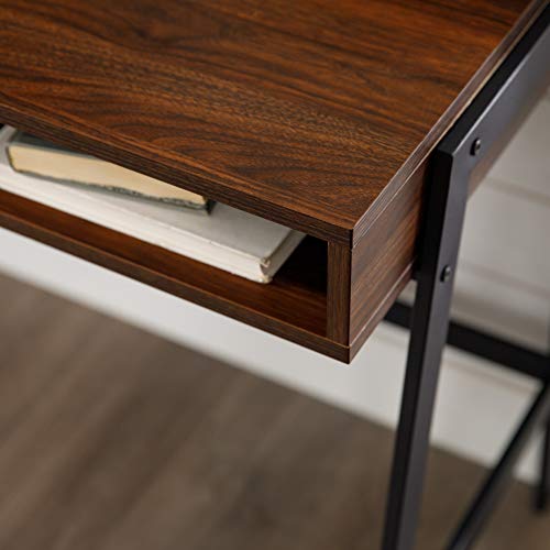 Walker Edison Industrial Mesh Wood Laptop Computer Writing Desk Home Office Workstation Small, 42 Inch, Dark Walnut Brown
