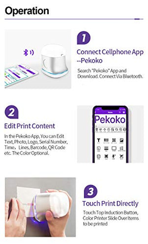 PEKOKO Creative Portable Mobile Color Printer Paperless, Inkjet Printer Mini Printer,Multi-Surface Printer Print on Wood, Paper, Clothes Even On Our Skin