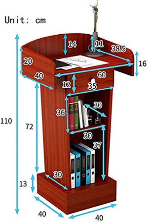 CAMBOS Lectern Podium Stand with Storage Shelf - Solid Wood, Floor-Standing Orator