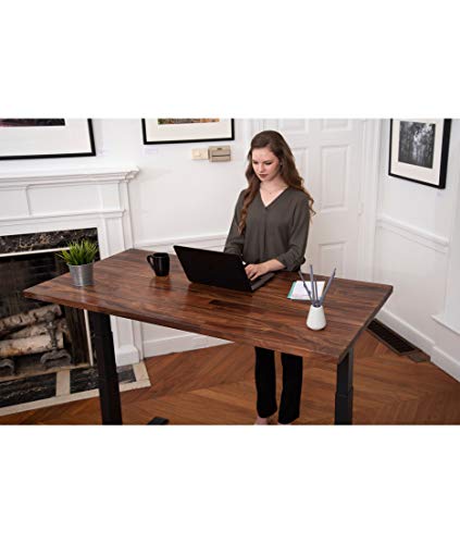 Stand Up Desk Store Solid Wood Top Electric Adjustable Height Standing Desk with Programmable Memory (Charcoal Frame/Walnut Top, 60" Wide)