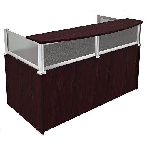 Boss Office Products Plexiglass Reception Desk, Mahogany