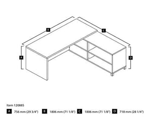 Bestar Pro-Linea L-Desk, White/Bark Grey