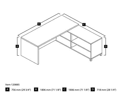 Bestar Pro-Linea L-Desk, White/Bark Grey