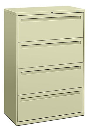 HON Brigade 700 Series Lateral File Cabinet, 4 Legal/Letter-Size Drawers, Putty, 36" x 18" x 52.5
