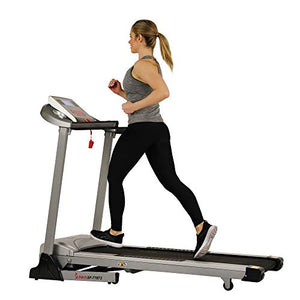 Sunny Health & Fitness Electric Folding Treadmill with Auto Incline, LCD and Pulse Monitor, Speakers, Shock Absorb, 285 LB Max Weight and Body Fat Calculator - SF-T7873,Gray