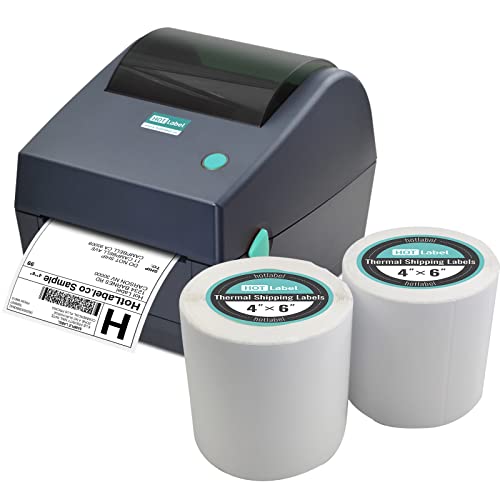 HotLabel S8 Thermal Label Printer - with 800 4×6 Shipping Labels - USB Barcode Sticker Maker Machine, Direct, Jar Bottle Labeller, UPS USPS FedEx Amazon Ebay Etsy Packages Postage Writer Windows Mac