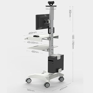 RASHIV Mobile Computer Standing Workstation, 17-32 Inch Display, Keyboard Tray, Wheels, 0-10Kg Load