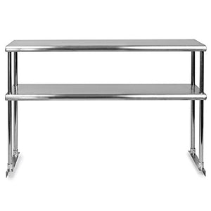 ABSQUU KPS Stainless Steel Double Overshelf 14 x 48 for Prep Work Table - NSF