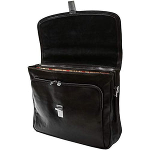 Floto Firenze Laptop Leather Briefcase in Black