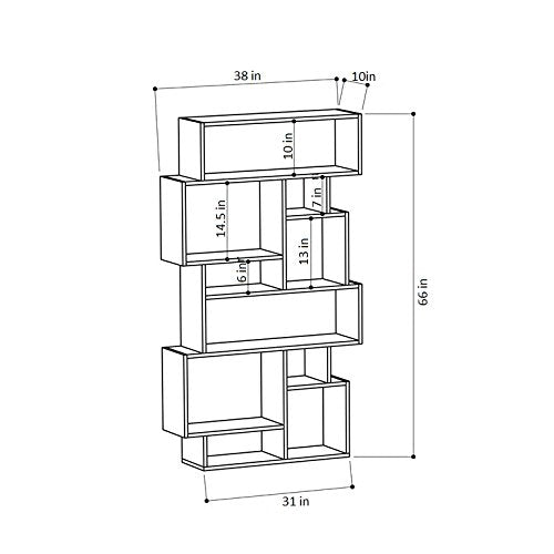 Ada Home Décor  Berkshire Bookcase, 38'' x 66'' x 10'' , Anthracite