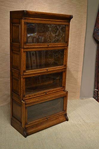 Crafters and Weavers Mission Oak 4 Stack Barrister Bookcase Made of Solid Oak