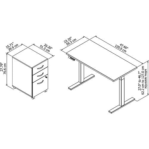Move 60 Series 48W x 24D Height Adjustable Standing Desk with Storage in Mocha Cherry with Black Base