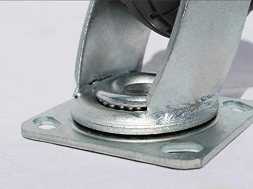 VKEID Heavy Duty Rubber Swivel Castor Wheel Set - 4 Pcs with Brake Lock